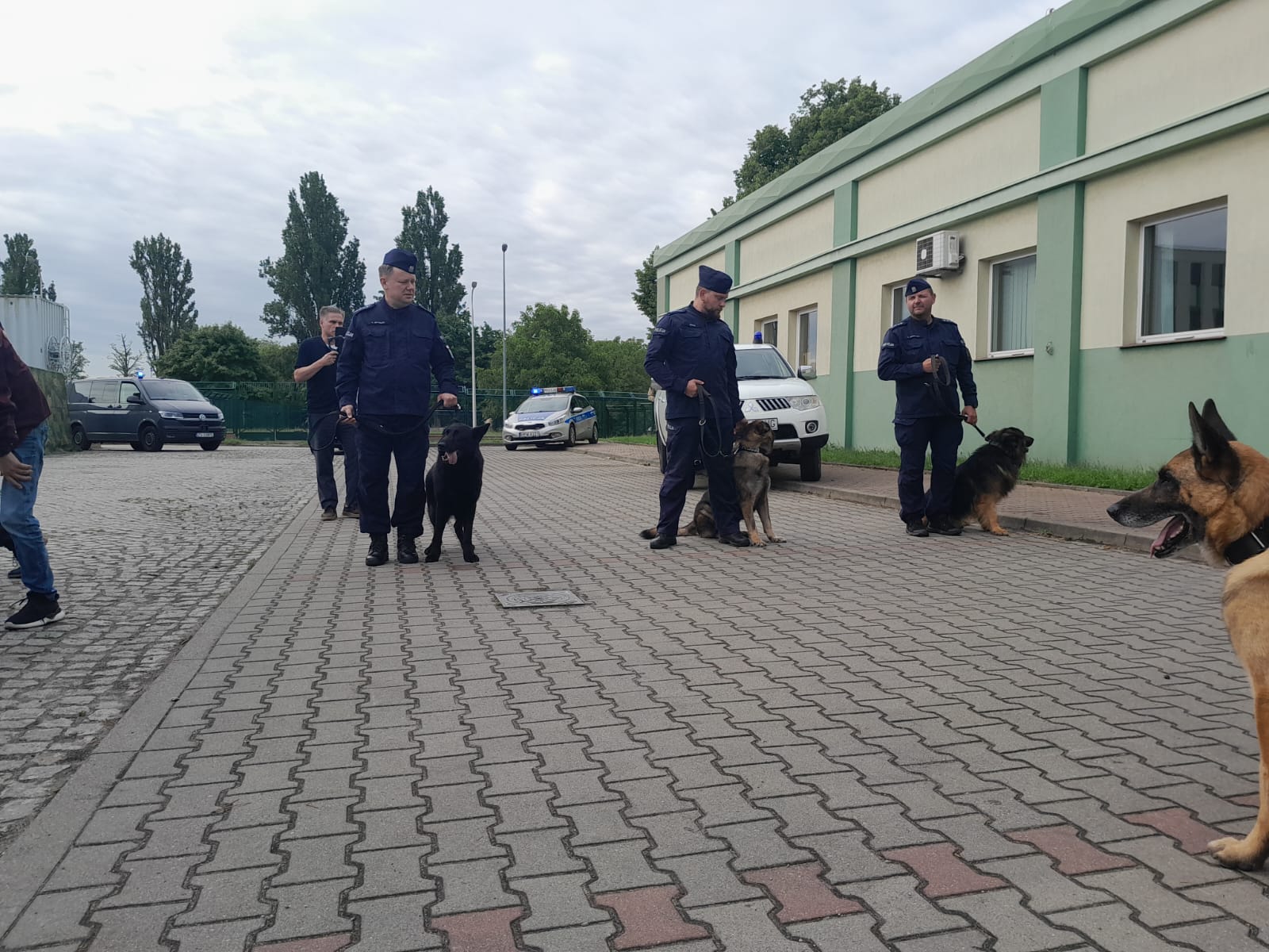 Pożegnanie psów policyjnych odchodzących na psią emeryturę – „Pszczółki ” w Komendzie Głównej Policji.