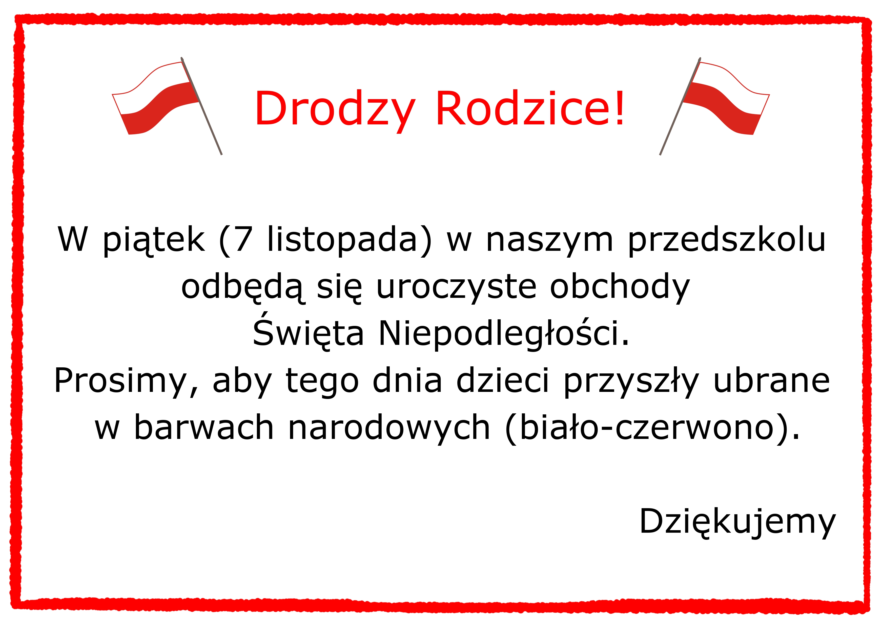 Ogłoszenie – Narodowe Święto Niepodległości