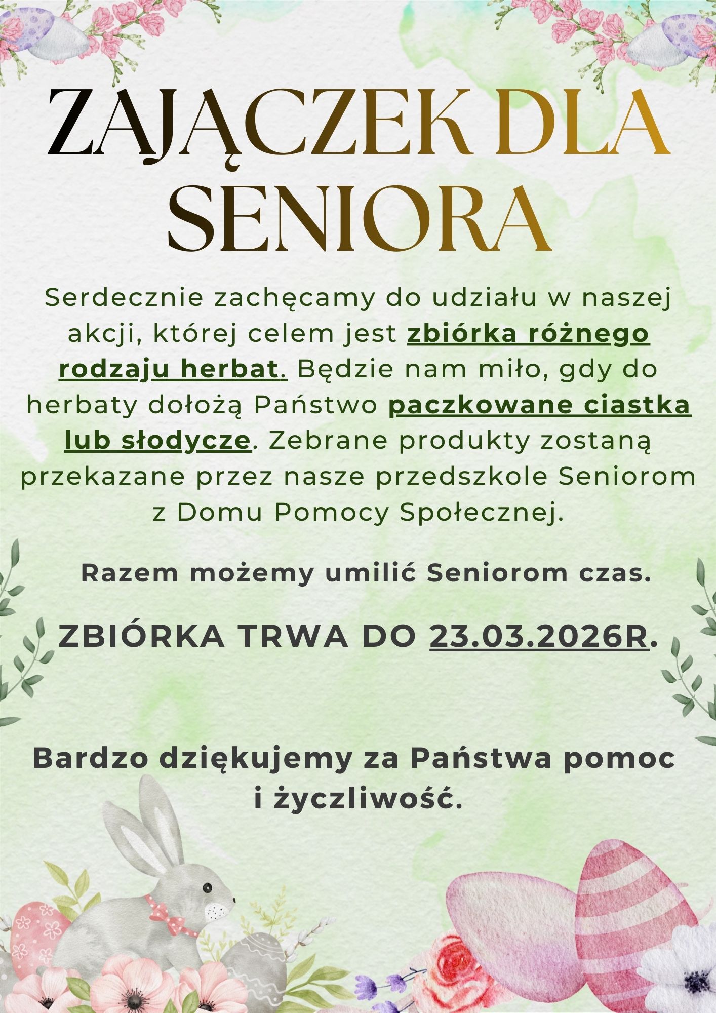 Zajączek dla Seniora – akcja charytatywna